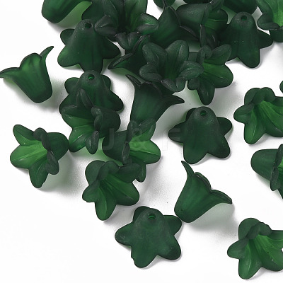 Teal Frosted Transparent Acrylic Flower Beads X-PLF018-09-1