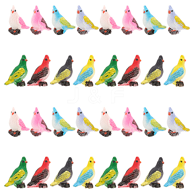 8pcs 8 Styles Synthetic Resin Parrot Display Decorations DJEW-WR0001-03-1