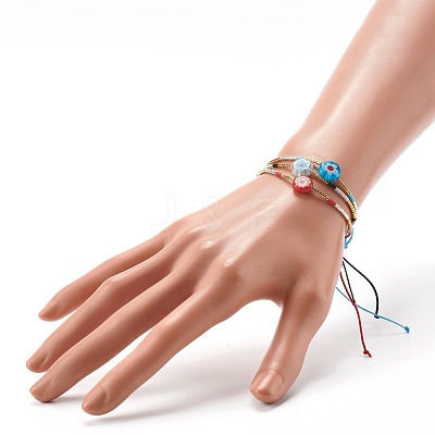 Crystal Sunflower Handmade Millefiori Glass Beads Bracelets for Girl Women BJEW-JB06750-1