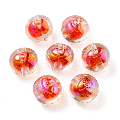 UV Plating Rainbow Iridescent Acrylic Beads OACR-A014-02H-1