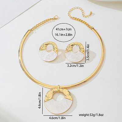 Alloy & Natural Shell Pendant Choker & Stud Earrings FS-WG574AF-01-1