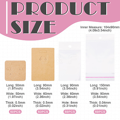 100Pcs 2 Styles Square Paper Earring Display Cards and Rectangle Keychain Display Cards CDIS-TA0001-49A-1