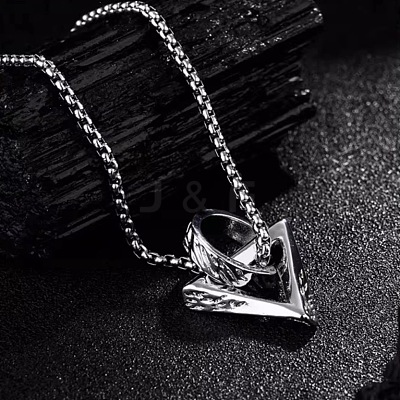 Alloy Ring with Triangle Pendant Necklaces for Men WG487F5-01-1