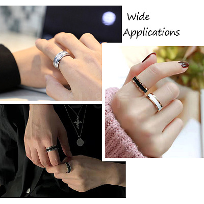 6Pcs 6 Styles Stainless Steel Grooved Finger Ring Settings STAS-YS0001-19-1