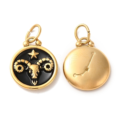 Ion Plating(IP) 304 Stainless Steel Enamel Pendants STAS-A080-43G-03-1