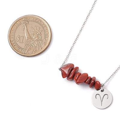 Natural Red Jasper Chip & Constellation Pendant Necklaces NJEW-JN05084-01-1