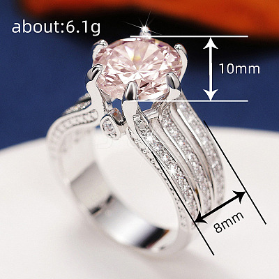 Brass Micro Pave Cubic Zirconia Finger Rings for Women FS-WGB56BB-23-1