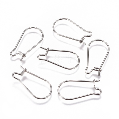 Non-Tarnish 304 Stainless Steel Hoop Earrings Findings Kidney Ear Wires STAS-G200-01A-P-1