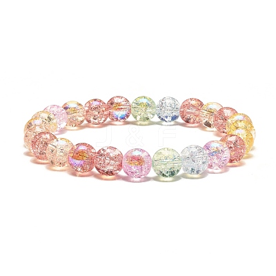 Sparkling Crackle Glass Round Beads Stretch Bracelets Set BJEW-JB07189-1