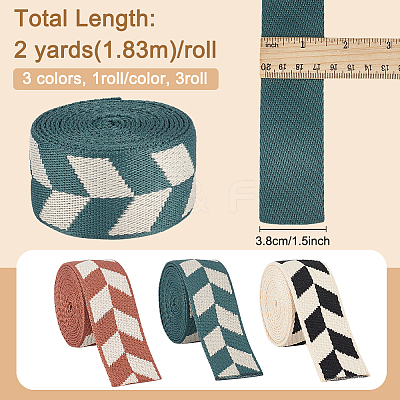 3Pcs 3 Colors Polyester Jacquard Rhomboid Ribbon OCOR-BC0006-72-1