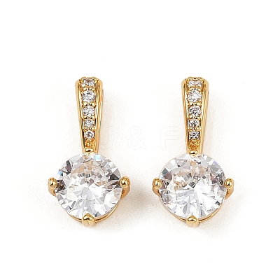 Brass Micro Pave Clear Cubic Zirconia Charms KK-B137-21G-02-1