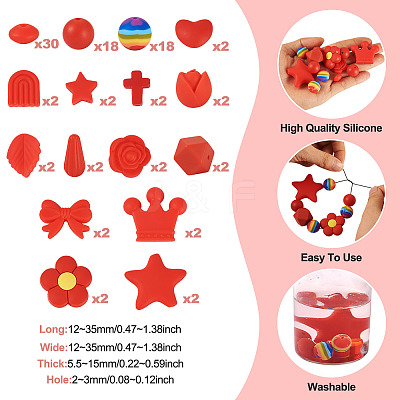 92Pcs Transparent Silicone Focal Beads SIL-TA0002-85A-1