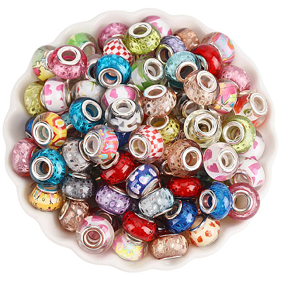 120Pcs Resin European Beads RPDL-PA0001-02-1