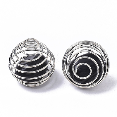 Iron Wrap-around Spiral Bead Cage Pendants IFIN-R239-01P-1
