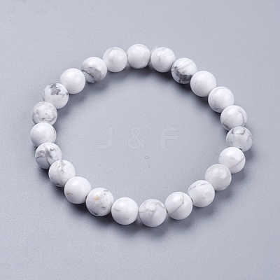 Natural Howlite Beaded Stretch Bracelets BJEW-I253-8mm-08-1