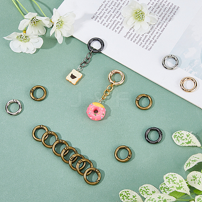 24Pcs 4 Colors Alloy Spring Gate Rings FIND-HS0001-26B-1