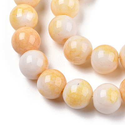 Ombre Effect Dyed Crackle Glass Round Beads Strands GLAA-T031-01E-1
