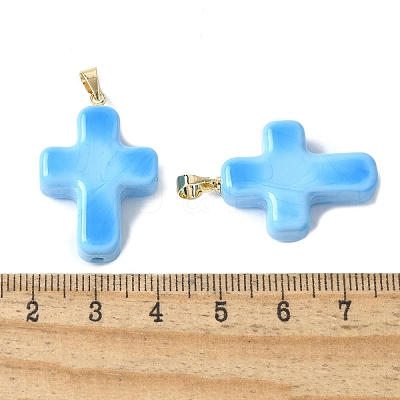 Handmade Lampwork with Brass Pendants LAMP-I030-01G-05-1