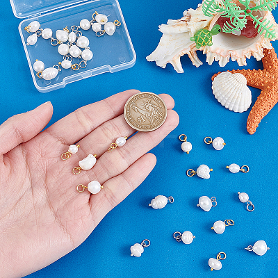 32Pcs 8 Styles Natural Pearl Nuggets Pendants PALLOY-PH01723-1