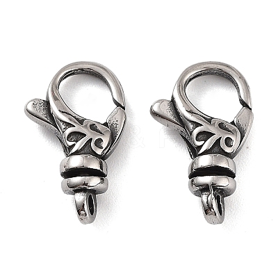 Tibetan Style 316 Stainless Steel Lobster Claw Clasps STAS-K276-12B-AS-1