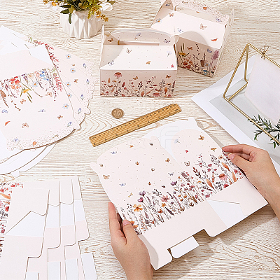 12Pcs 2 Styles Floral Printed Portable Paper Candy Gift Tote Boxes CON-CP0001-020-1