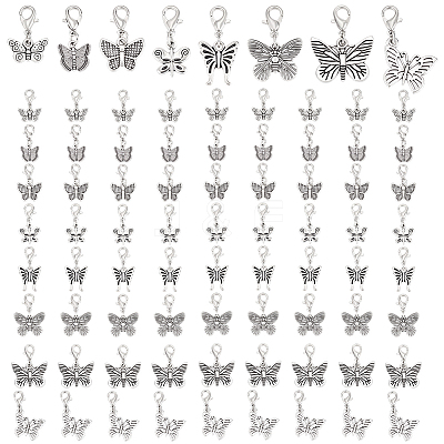 Butterfly Tibetan Style Alloy Pendant Decorations HJEW-HY00129-1