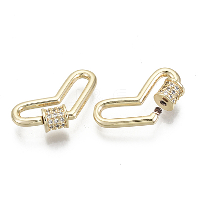 Brass Micro Pave Cubic Zirconia Screw Carabiner Lock Charms KK-R136-066C-NF-1