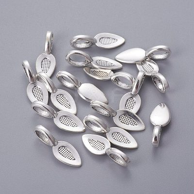Tibetan Style Alloy Glun-on Flat Pad Bails for Pendants Making X-TIBEP-3348-AS-RS-1