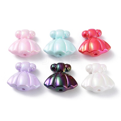 UV Plating Rainbow Iridescent Acrylic Beads OACR-A029-06-1