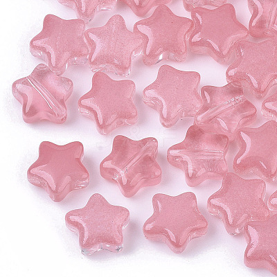 Transparent Spray Painted Glass Beads X1-GLAA-N035-01-A03-1