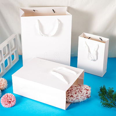 15Pcs 3 Sizes Rectangle Paper Gift Storage Tote Bags with Handle ABAG-TA0001-73A-1
