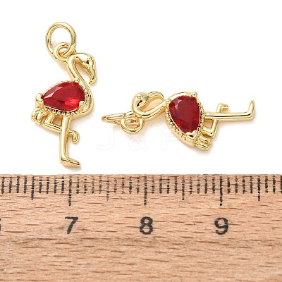 Brass Micro Pave Red Cubic Zirconia Pendants CU-E003-11G-A-1