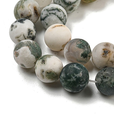 Natural Tree Agate Frosted Agate Round Gemstone Beads Strands X-G-O151-01-8mm-1
