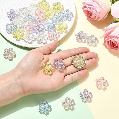 40Pcs 5 Colors UV Plating Transparent Acrylic Beads OACR-FS0002-86-1