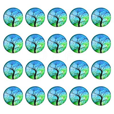 Half Round/Dome Tree Pattern Glass Flatback Cabochons for DIY Projects GGLA-YW0001-14D-1