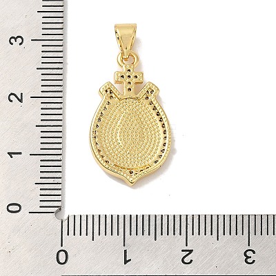 Rack Plating Brass Micro Pave Cubic Zirconia with Synthetic Opal Pendants KK-D088-17G-1