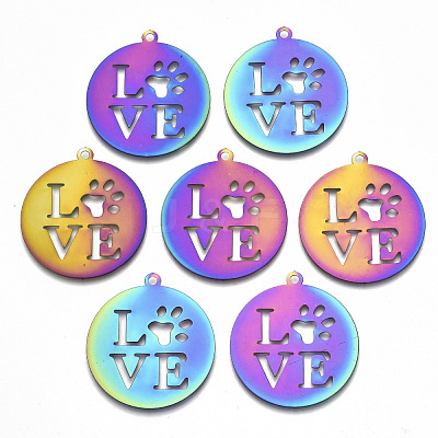 Ion Plating(IP) 201 Stainless Steel Pet Pendants X-STAS-R114-005-1