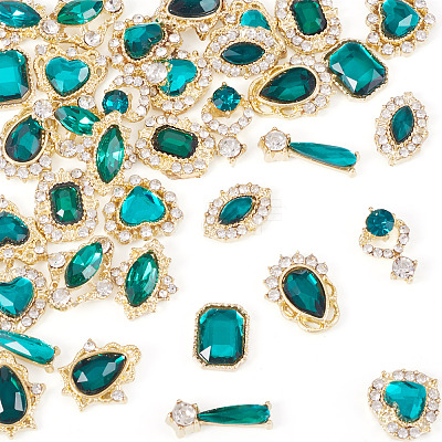 48Pcs 12 Styles Alloy Rhinestone Cabochons MRMJ-TA0001-45A-1