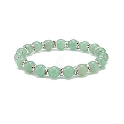 Natural Green Aventurine Beaded Stretch Bracelet BJEW-JB08483-02-1
