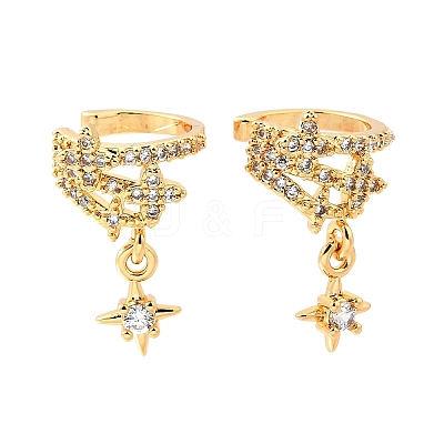 Brass Micro Pave Clear Cubic Zirconia Cuff Earrings EJEW-F370-28G-1