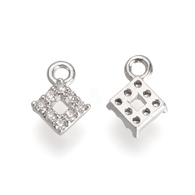 Brass Micro Pave Cubic Zirconia Charms KK-R015-079P-1
