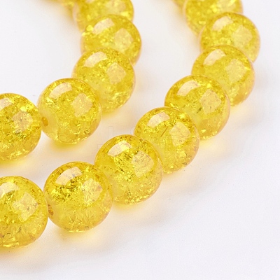 1Strand Gold Transparent Crackle Glass Round Beads Strands X-CCG-Q001-10mm-10-1