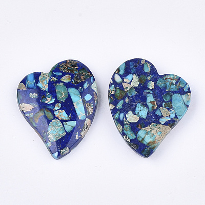 Assembled Synthetic Imperial Jasper and Natural Lapis Lazuli Pendants G-S329-053-1
