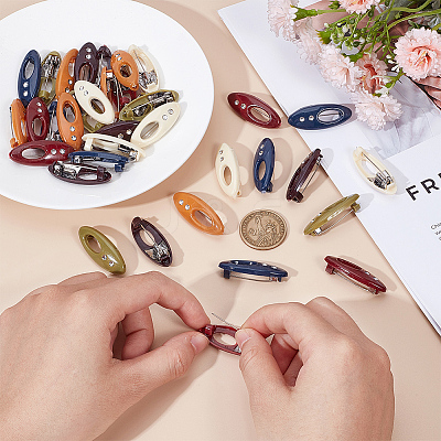 36Pcs Resin Safety Pin Brooches JEWB-OC0001-12-1