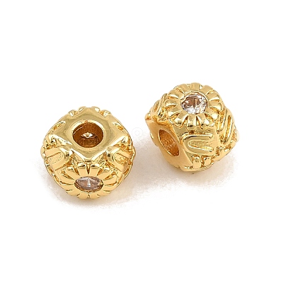 Brass Micro Pave Clear Cubic Zirconia Beads KK-CBA78C7-06G-1