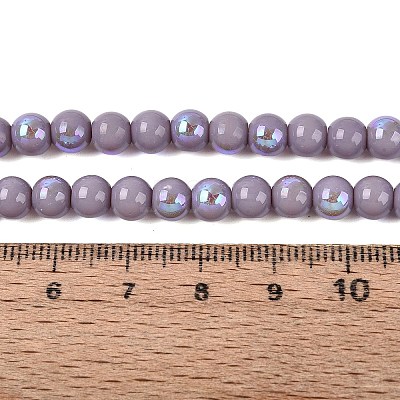 Electroplate Opaque Glass Beads Strands EGLA-Q132-6MM-01C-07-1