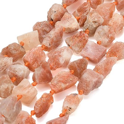 Raw Rough Natural Gold Spot Sunstone Beads Strands G-A322-B10-01-1
