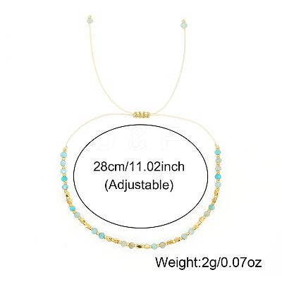 Adjustable Boho Natural Amazonite Faceted Rondelle Braided Bead Bracelets OW0255-1-1