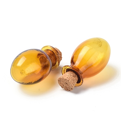 Oval Glass Cork Bottles Ornament AJEW-O032-03A-1