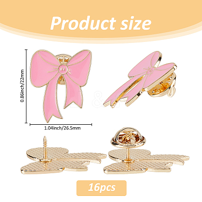 16Pcs Bowknot Enamel Pins JEWB-FH0002-01A-1
